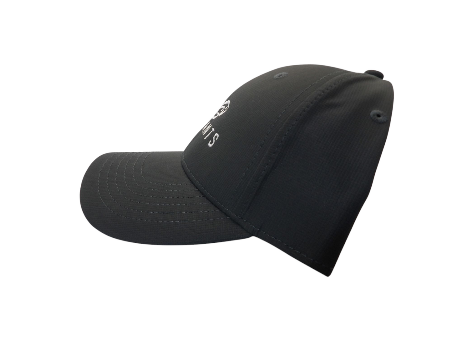 Black cap with a logo on a white background
