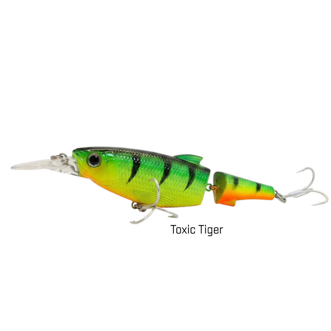 C-Ripper Hybrid Jointed Minnow fishing lure in Toxic Tiger aka Fire Tiger.