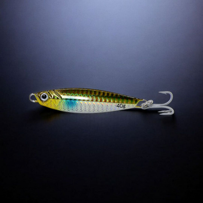 Fishing lure with a hook on a dark background