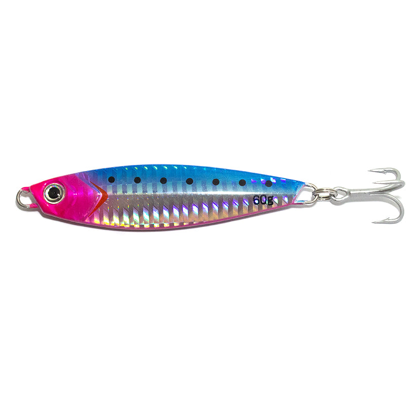 Castman Casting Minnow Pink/Blue. Close up best saltwater fishing lure