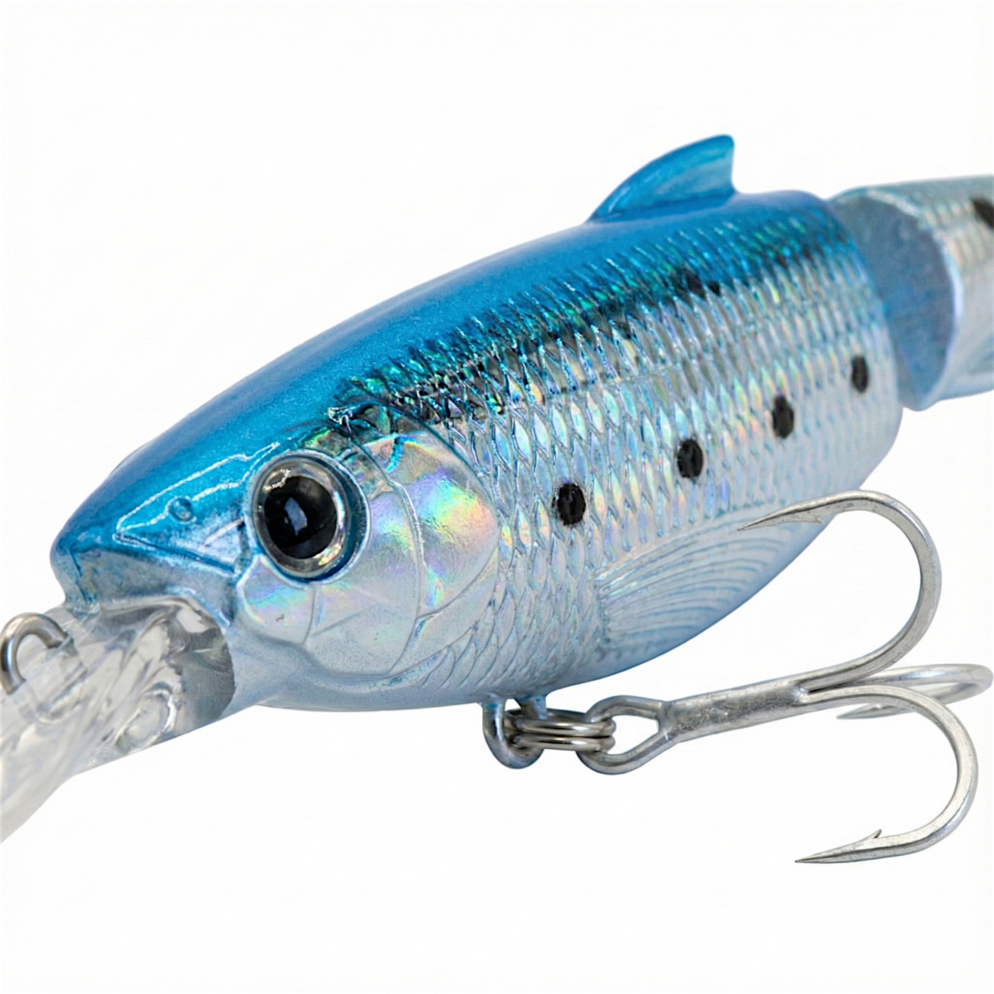 C-Ripper Hybrid Jointed Minnow in Chrome Blue and Silver scale pattern with diving lip