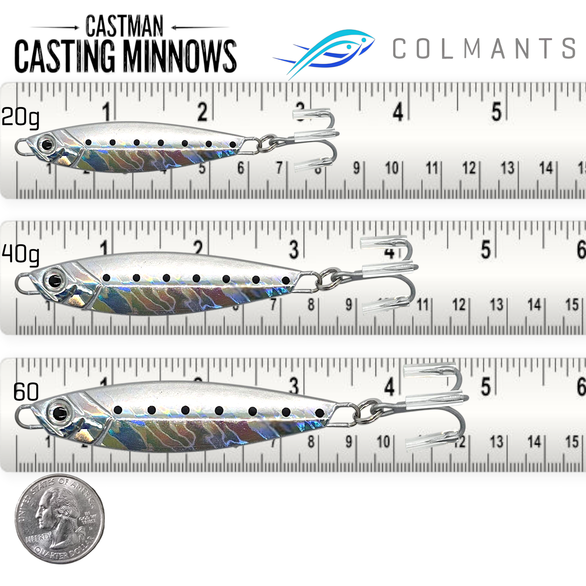 CastMan Silver Shore Jig Long Casting Minnow. Silver Casting Lure – COLMANTS Fishing Lures
