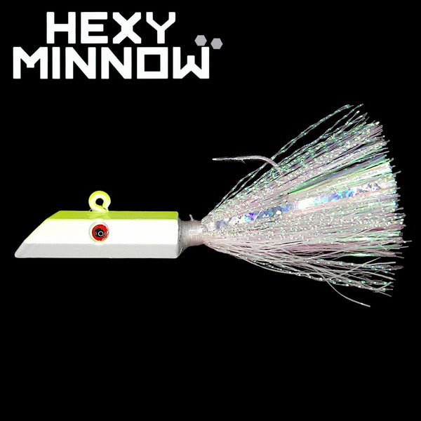 Hexy Minnow - 1oz Chartreuse Hex Head Shore Jigs | Glass Minnow