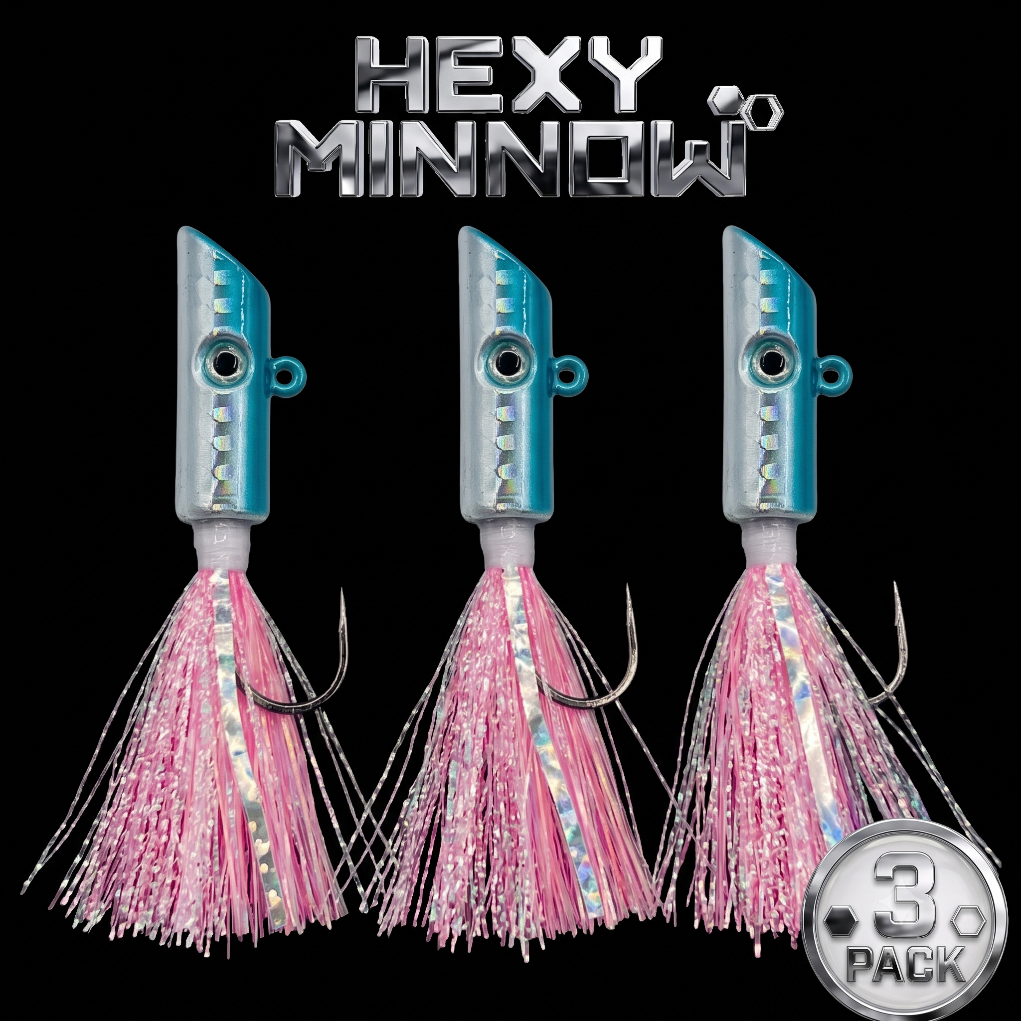 Hexy Round Holo Aqua 3 Pack