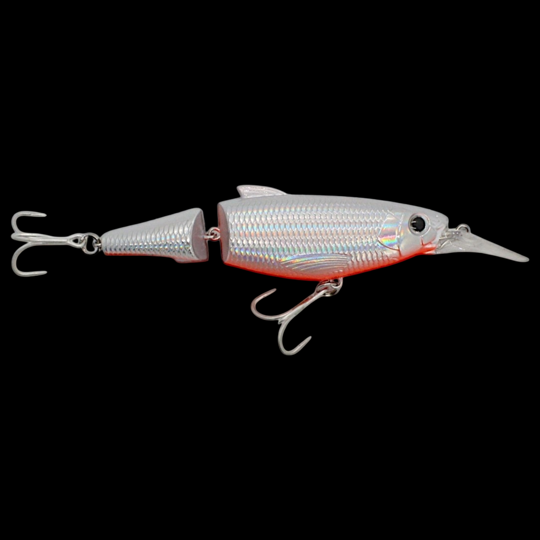 C-Ripper Hybrid Jointed Minnow 4 inch lure in Silver with Red Belly