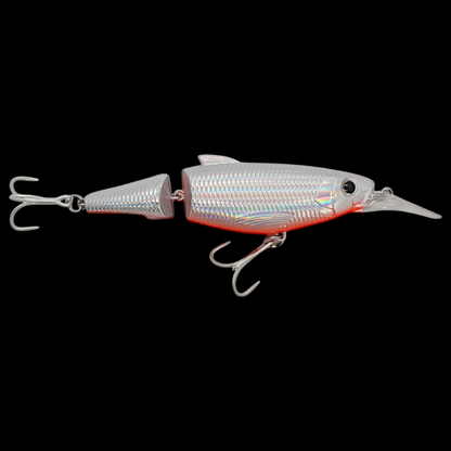 C-Ripper Hybrid Jointed Minnow 4 inch lure in Silver with Red Belly